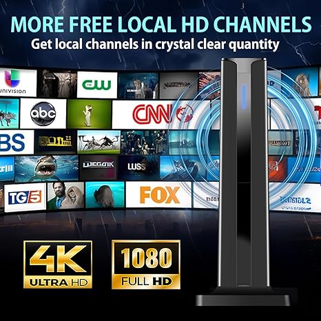 HDTV-Innenantenne mit 3M-Stick-Basis Verstärkte TV-Antenne mit großer Reichweite und Signalverstärker für den Empfang kostenloser lokaler Sender Der Signalempfang kann je nach Region und Signalstärke variieren.