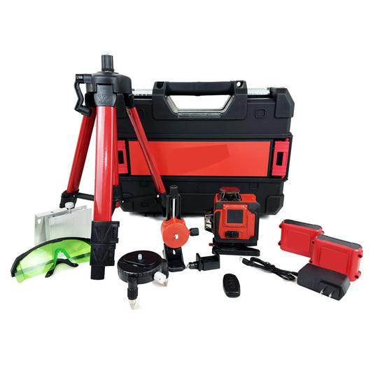 Professionelle Outdoor-Laser-Wasserwaage mit grüner Linie und horizontalen und vertikalen Linien Präzise automatische Kalibrierung Werkzeug in Profiqualität für Bau und Gartenarbeit