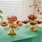 Heiß verkaufter goldener Obstteller-Kuchenständer für Hochzeitsfeiern, Geburtstage, Babypartys, Kuchenständer, Party-Ausstellungsständer, Kuchenwerkzeuge
