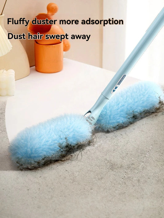 Cleanhome Doppelseitiger Einweg-Staubwedel Haushaltsreinigung Einziehbare Stange Verlängerungsstange Biegsam Austauschbarer Kopf
