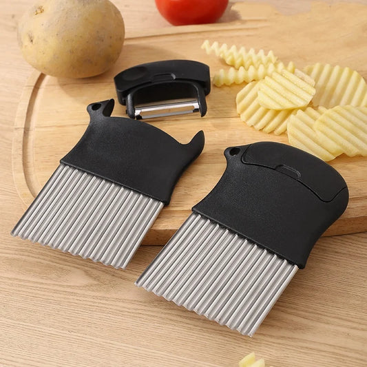 2026 Neuer manueller Kartoffelschneider Edelstahl-Kartoffelchips-Schneider mit Schäler Pommes-Frites-Schneider Küchenhelfer