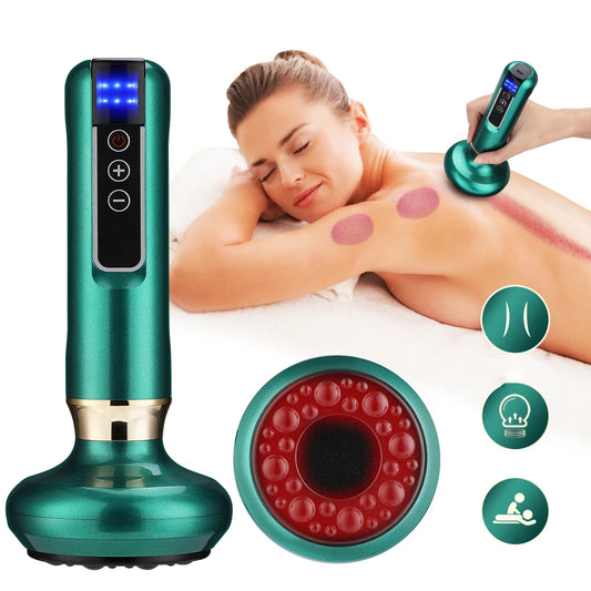 Electric Gua Sha Vacuum Suction Cups Massage Device Wireless Body Scraping Negative Pressure Heat Back Face Hand Foot Massager