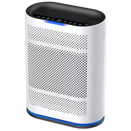 2026 Neues Design Weiß-Schwarz Luftreiniger mit Netzteil und LED-Anzeige Aktivkohle-HEPA-Filter für zu Hause, Zimmer, Schreibtisch
