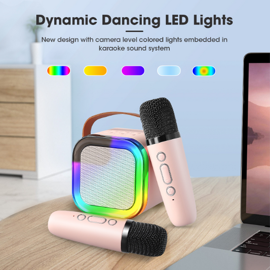 Mini-Karaoke-Maschine für Kinder mit kabellosen Mikrofonen