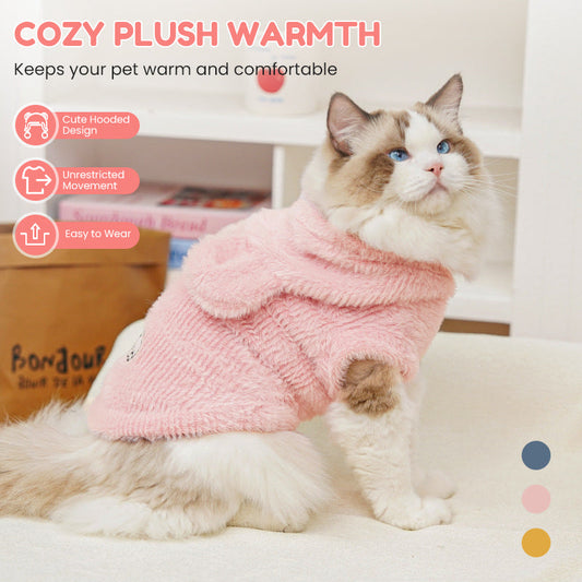 🐱 Plüsch-Kapuzenweste für Haustiere für Herbst und Winter