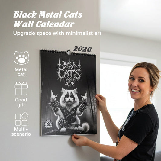 😼 50 % Rabatt!  💗 Metal Cat Kalender 2026: 12 Monate lang geheimnisvolle Katzen! 🤘📅