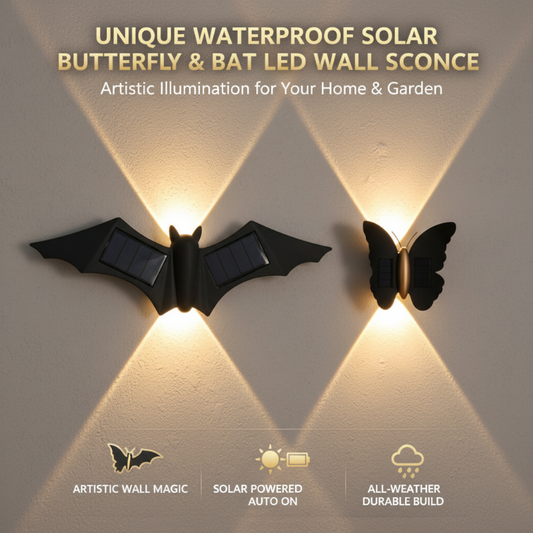 📢📢50 % Rabatt!!! 🔥 Einzigartige wasserdichte Solar-LED-Wandleuchte in Schmetterlings- und Fledermausform