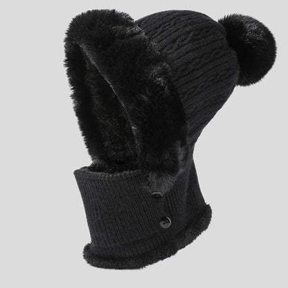 🎀Warme, flauschige Strickmütze mit Maske🎁