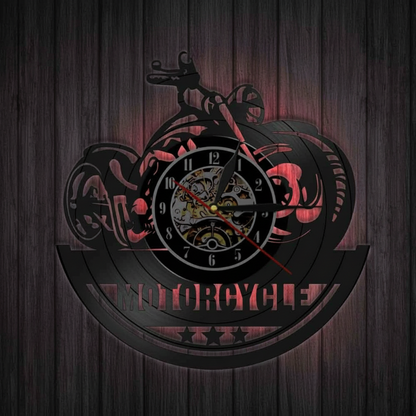 Retro-Motorrad-Vinyl-Schallplatten-Wanduhr