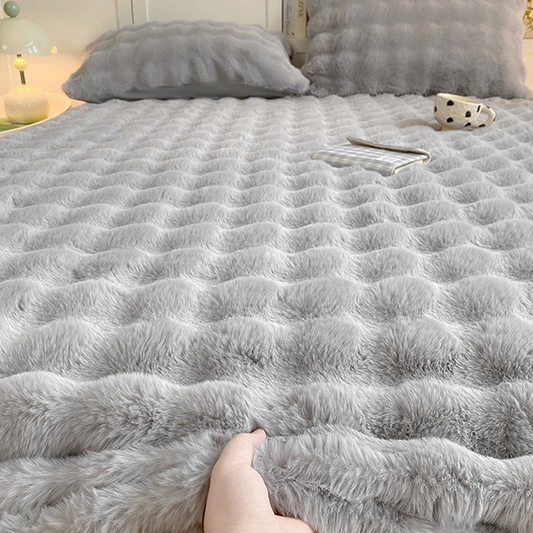 1 Stück Luxus-Bettbezug und Matratzenschoner aus Kunstkaninchenfell – ultraweich, warm, hautfreundlich, maschinenwaschbar mit elastischem Band, fusselfrei und farbecht, perfekt für Komfort im Schlafzimmer und Gästezimmer